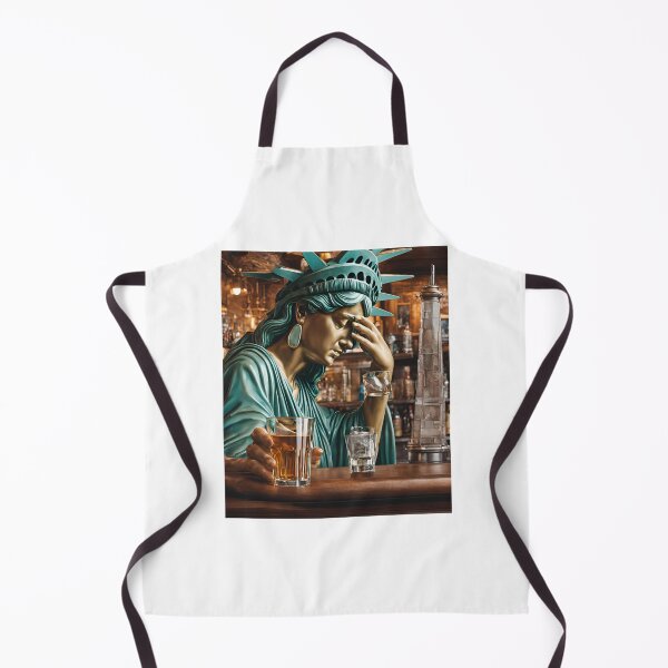 Item preview, Devastated Statue of Liberty in a bar! - Funny US election designs designed and sold by Happier-Futures.