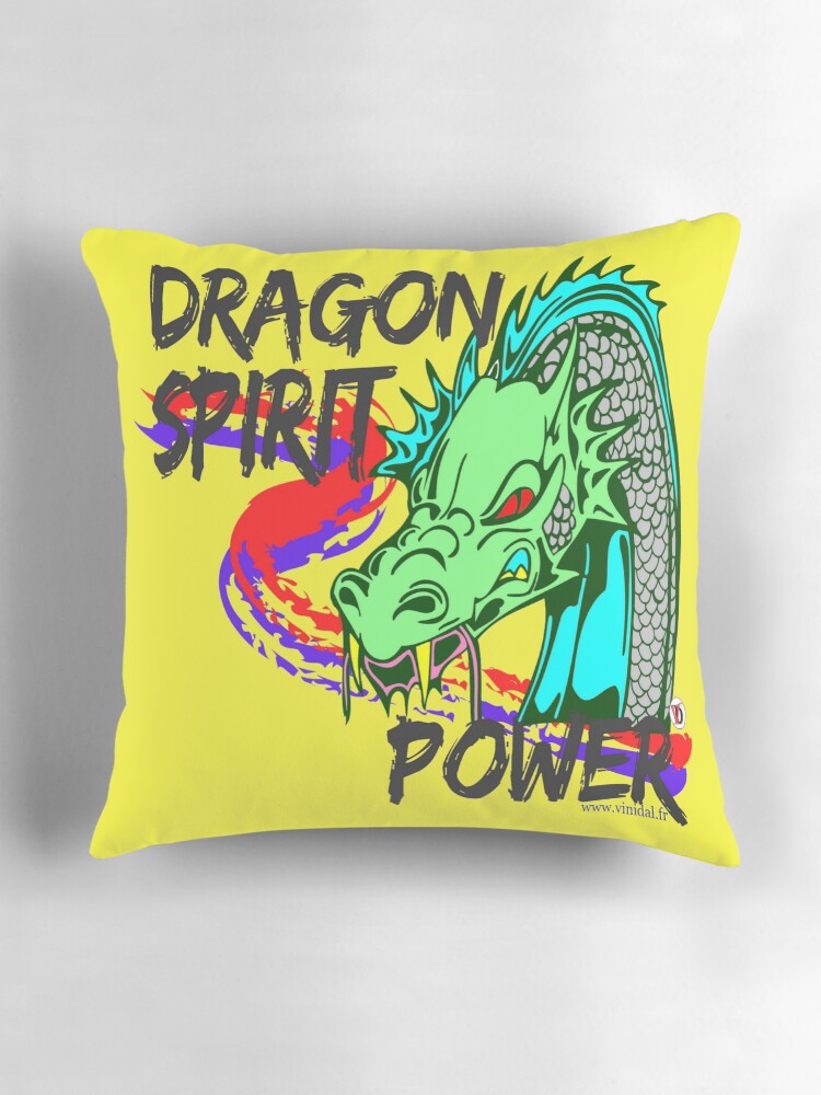 Aperçu 3 sur 4. Coussin avec l'œuvre DRAGON SPIRIT POWER-1. créée et vendue par Vinidal.