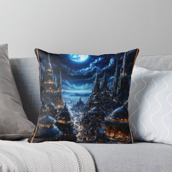 Item preview, The Epic Fantasy City Known As The Deblan Metropolis Under a Full Moon Astonishing AI Concept Art by Xzendor7 designed and sold by Xzendor7 Digital Art Creations.
