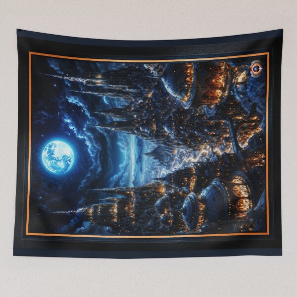 Item preview, The Epic Fantasy City Known As The Deblan Metropolis Under a Full Moon Astonishing AI Concept Art by Xzendor7 designed and sold by Xzendor7 Digital Art Creations.