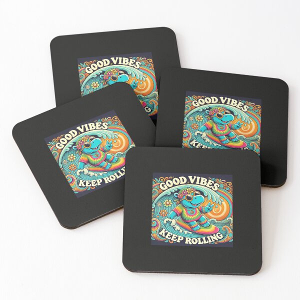 Item preview, Good Vibes – Surfing Hippie Hippo designed and sold by ANIARTONLINE.