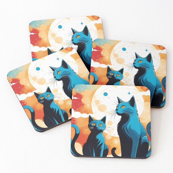 Item preview, Celestial cats in a cosmic bloom designed and sold by NolineXpression.