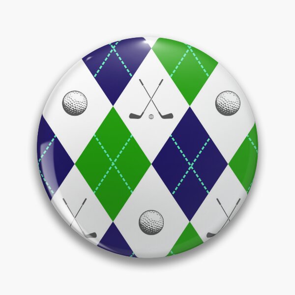 Artikelvorschau, Gekreuzte Golfschläger Weihnachten Argyle Muster grün blau entworfen und verkauft von BeebooDesign.