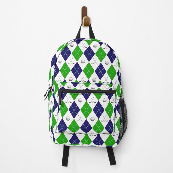 Item preview, Crossed golf clubs Christmas Argyle pattern green blue designed and sold by BeebooDesign.