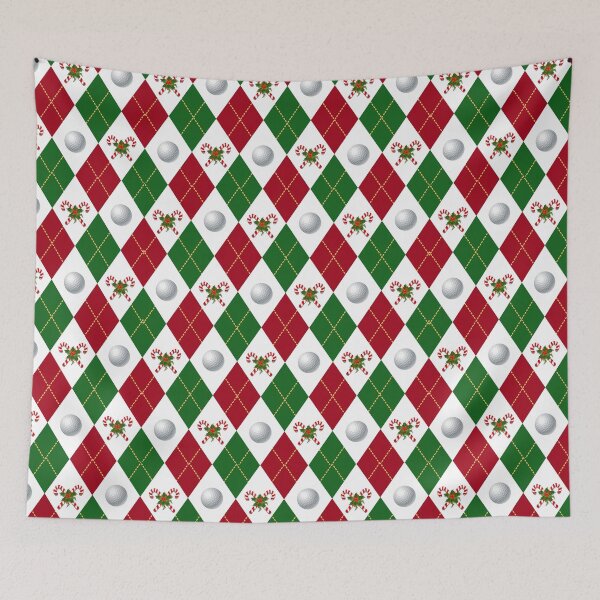 Aperçu de l'œuvre Motif Argyle de Noël avec une balle de golf créée et vendue par BeebooDesign.