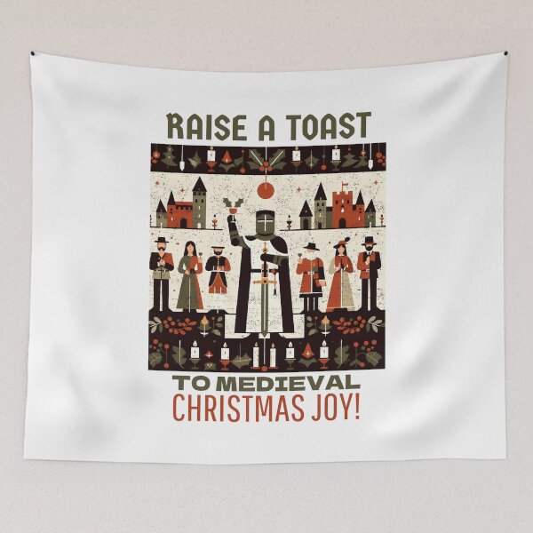Item preview, Raise A Toast To Medieval Christmas Joy! Festive Scene With Knight And Medieval Revelers designed and sold by SplashTastic.