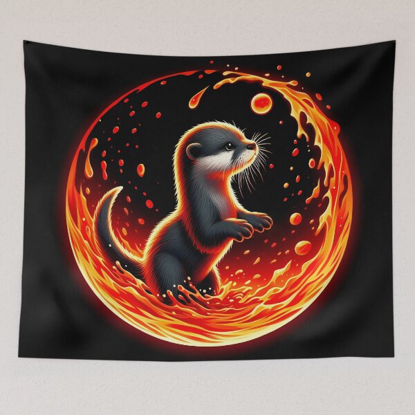 Item preview, Baby Otter Playing with Fireball, Ai Generated Art  designed and sold by ACC .
