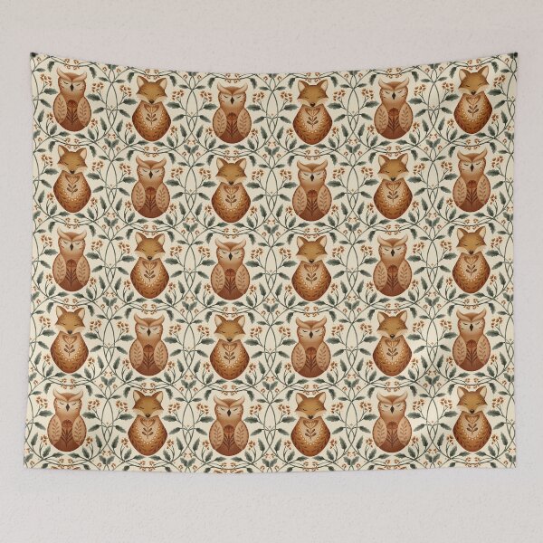 Item preview, Whimsical Woodland Friends - Foxes and Owls in Blooming Wreaths designed and sold by OzdeBayer.