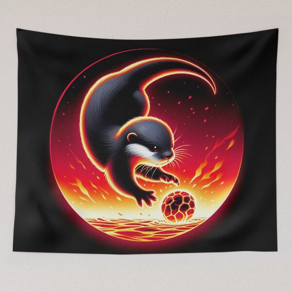Item preview, Baby Otter Playing with Fireball, Ai Generated Art  designed and sold by ACC .
