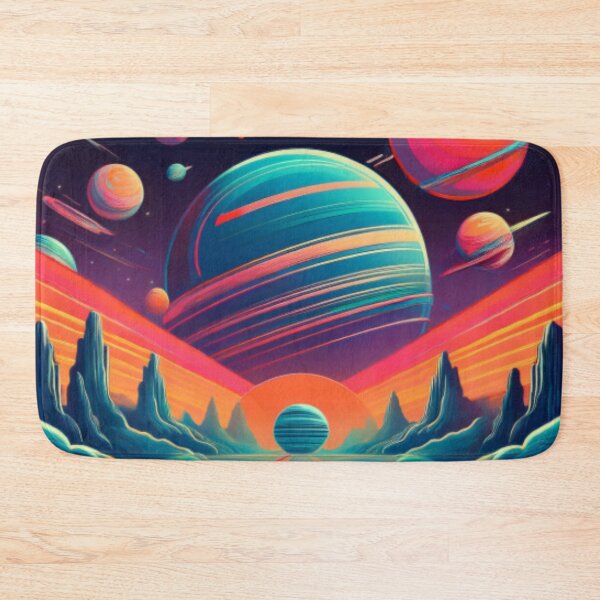 Item preview, Surreal Retro-Futuristic Space Landscape with Planets designed and sold by RaiyaTees.