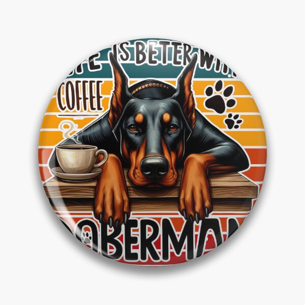 Artikelvorschau, Dobermann und Kaffee im Vintage-Stil entworfen und verkauft von KelvinBlaze.