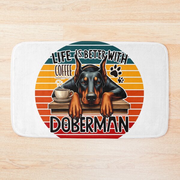 Artikelvorschau, Dobermann und Kaffee im Vintage-Stil entworfen und verkauft von KelvinBlaze.
