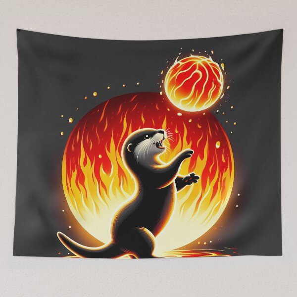 Item preview, Baby Otter Playing with Fireball, Ai Generated Art  designed and sold by ACC .