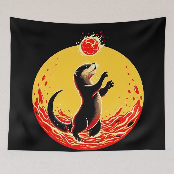 Item preview, Baby Otter Playing with Fireball, Ai Generated Art  designed and sold by ACC .