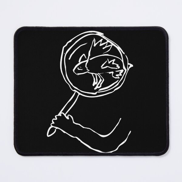 Item preview, Wandering Cat looking at a strange creature through a magnifying glass designed and sold by Dina Akselrod.
