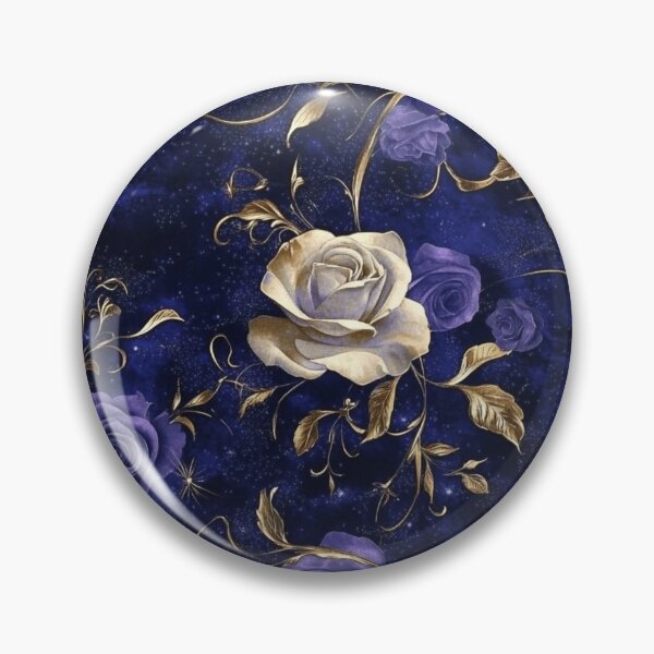 Item preview, Vintage Gold Rose Purple Midnight Flowers designed and sold by GrinGalore.