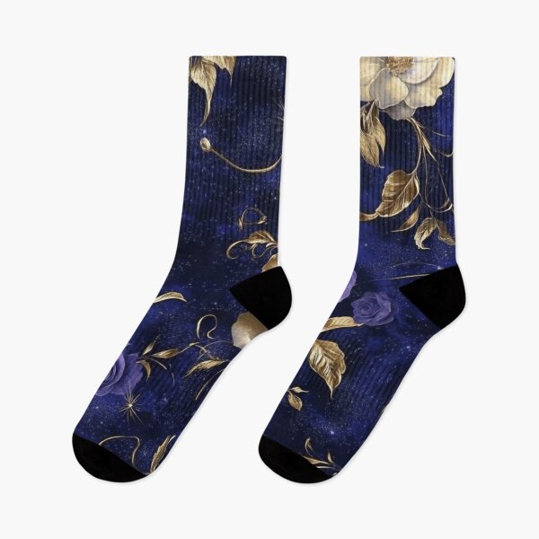 Item preview, Vintage Gold Rose Purple Midnight Flowers designed and sold by GrinGalore.