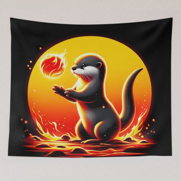 Item preview, Baby Otter Playing with Fireball, Ai Generated Art  designed and sold by ACC .