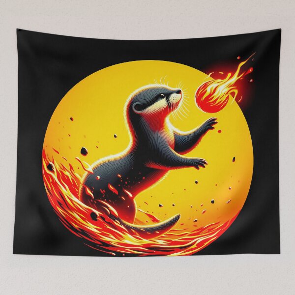 Item preview, Baby Otter Playing with Fireball, Ai Generated Art  designed and sold by ACC .