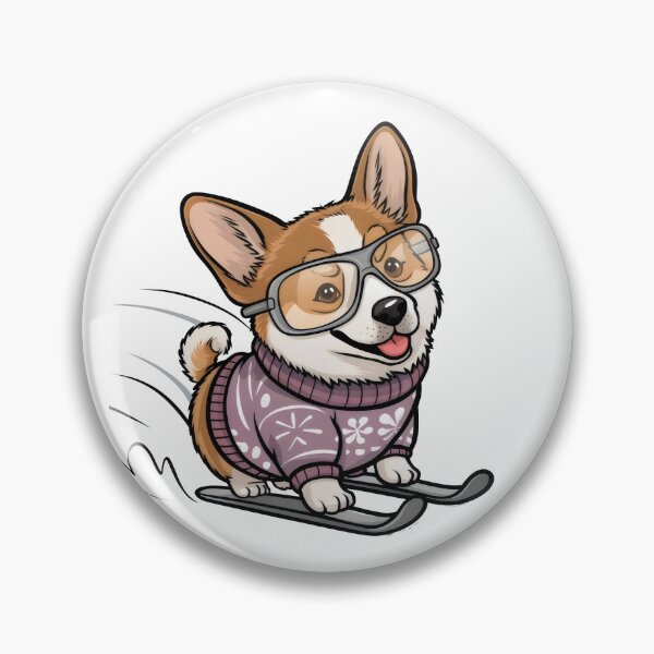 Item preview, Cute Skiing Corgi in Winter Sweater – winter break-  Adorable Winter Dog Art designed and sold by Pastel-Pulse.