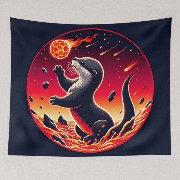 Item preview, Baby Otter Playing with Fireball, Ai Generated Art  designed and sold by ACC .
