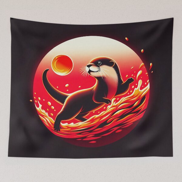 Item preview, Baby Otter Playing with Fireball, Ai Generated Art  designed and sold by ACC .