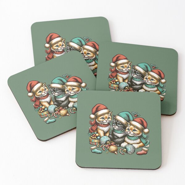 Item preview, Vintage Holiday Kittens designed and sold by RockBeeDesigns.