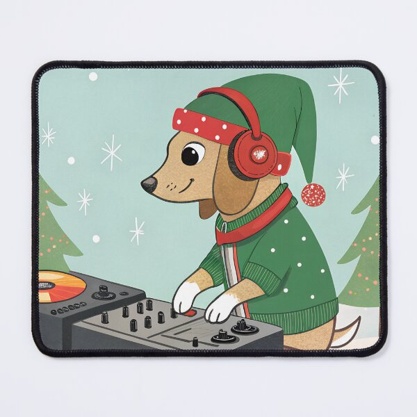 Item preview, DJ funny dog on Christmas Party designed and sold by AhArtMe.