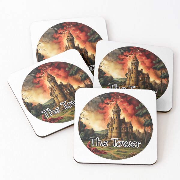 Item preview, Medieval Major Arcana Tarot Cards - The Tower Engulfed by Flames Card designed and sold by Pixel Waite.