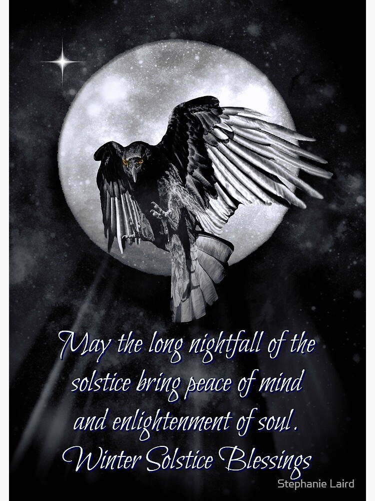 Winter Solstice Blessings With Raven Greeting Card By Lazyl Redbubble
