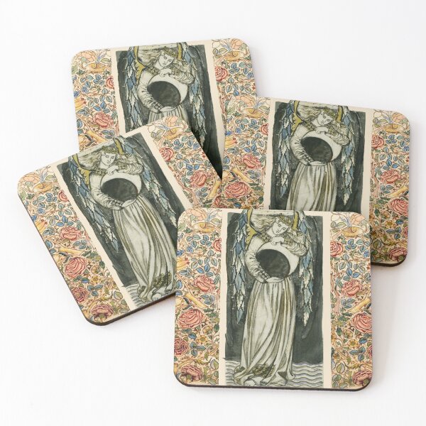 Item preview, ANGEL HOLDING MOON ,Day and Night Allegory with Roses and Birds designed and sold by BulganLumini.
