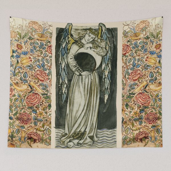 Item preview, ANGEL HOLDING MOON ,Day and Night Allegory with Roses and Birds designed and sold by BulganLumini.