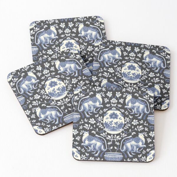 Item preview, Chinese blue and white porcelain. creatures intricately drawn among floral accents.  designed and sold by bosilvercat.