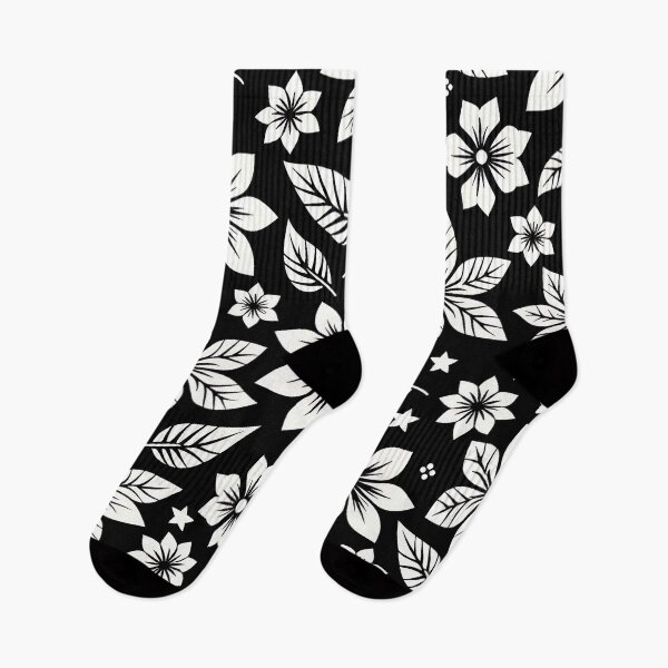 Item preview, Sleek black and white floral pattern designed and sold by Haji  Kamora.