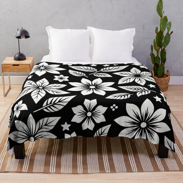 Item preview, Sleek black and white floral pattern designed and sold by Haji Kamora.