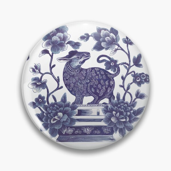 Item preview, A charming cushion pattern inspired by blue and white porcelain. There are intricately drawn Chinese zodiac animals among floral accents. designed and sold by bosilvercat.