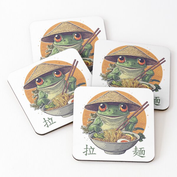 Item preview, Frog eating ramen - vintage paint designed and sold by Gaviani Design Studio.