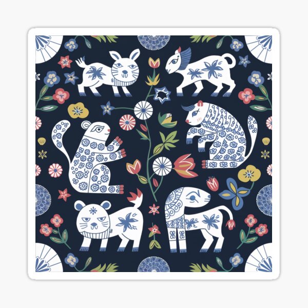 Item preview, The seamless pattern represents animals and flowers designed and sold by bosilvercat.