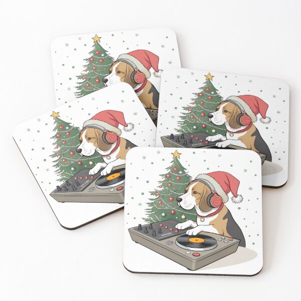 Item preview, DJ funny Santa dog  designed and sold by AhArtMe.