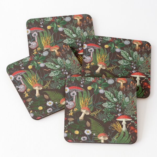 Item preview, Black Mystic Vintage Autumn Mushroom Forest Pattern Nightgarden designed and sold by UtArt.