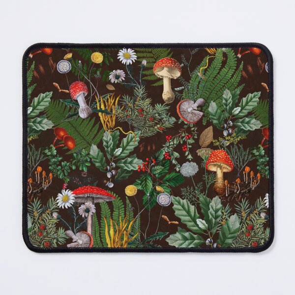 Item preview, Black Mystic Vintage Autumn Mushroom Forest Pattern Nightgarden designed and sold by UtArt.
