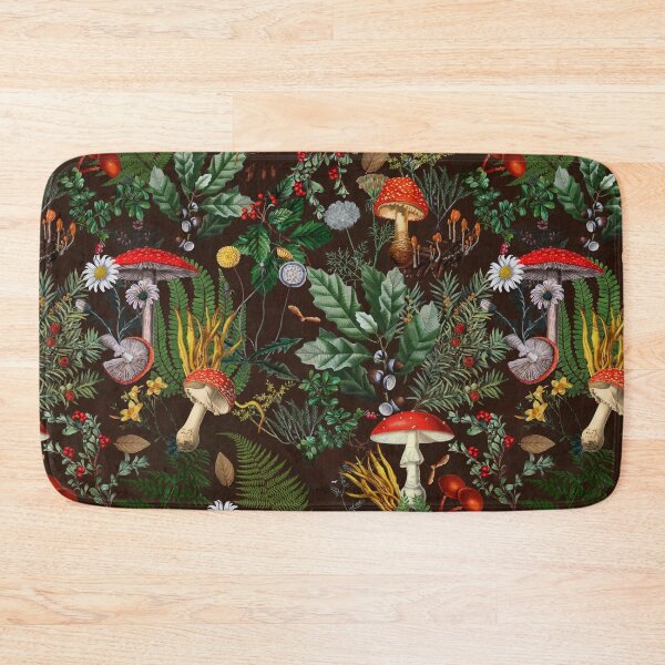 Item preview, Black Mystic Vintage Autumn Mushroom Forest Pattern Nightgarden designed and sold by UtArt.