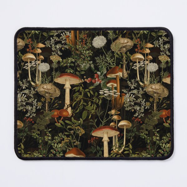 Item preview, Black Mystic Toadstools Vintage Autumn Mushroom Forest Pattern Nightgarden designed and sold by UtArt.
