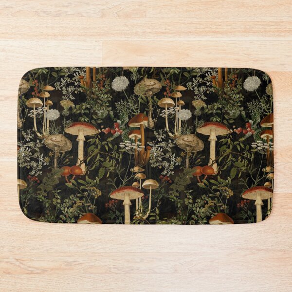Item preview, Black Mystic Toadstools Vintage Autumn Mushroom Forest Pattern Nightgarden designed and sold by UtArt.