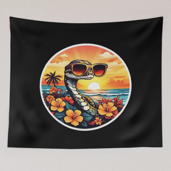 Item preview, Sunset Snake with Sunglasses by The Ocean with Hawaii Orchids designed and sold by NautiChic.