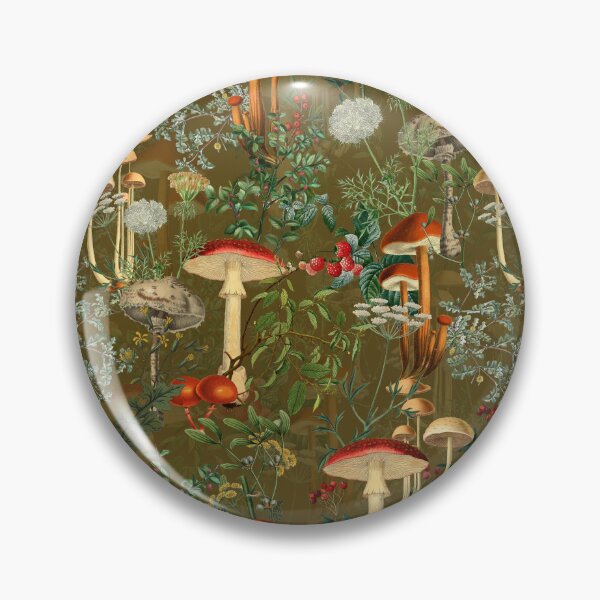 Item preview, Green Mystic Toadstools Vintage Autumn Mushroom Forest Pattern Nightgarden designed and sold by UtArt.