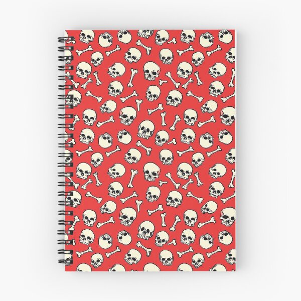 Item preview, Red skulls pattern and bones all over print  designed and sold by FloralZoo.