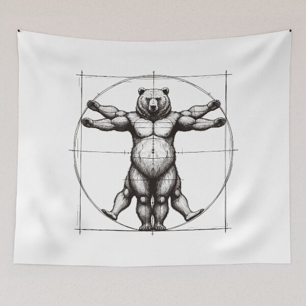 Item preview, Vitruvian Bear Sketch Drawing Gift designed and sold by Pineapple-Tree.