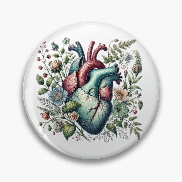 Item preview, Heart overgrown with florals 3 (cutout) - anatomy floral botanical watercolor illustration designed and sold by love3617.