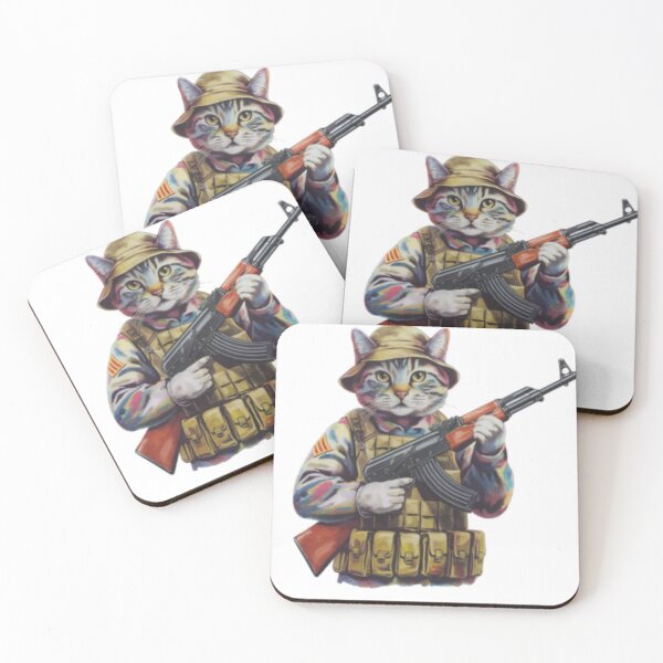 Item preview, CAT SOLDIER ". CAT WITH AK 47 MEME FUNNY  designed and sold by Obinne.
